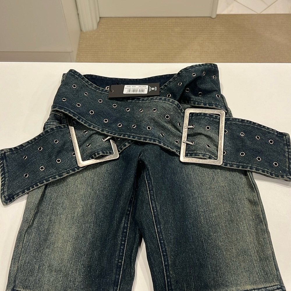 Jaded London Black Flare Jeans with Belt